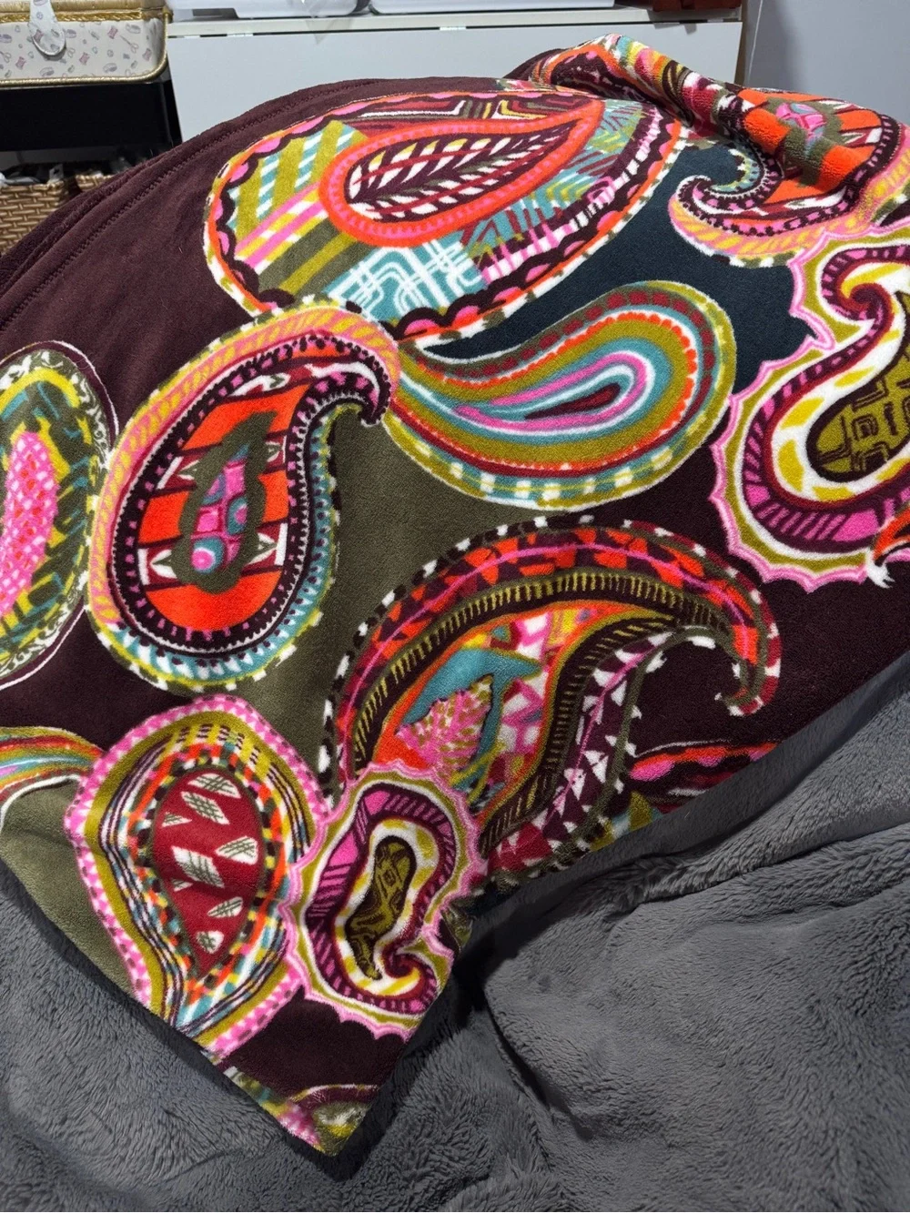 Paisley Vera Bradley Throw Blanket - Brown with Multicolor Accents